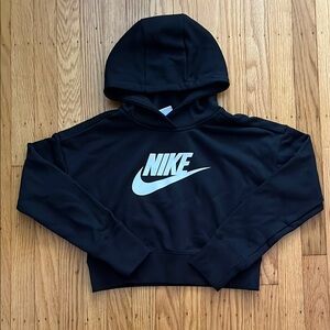 Youth Girls- Nike Black Cropped Hoodie